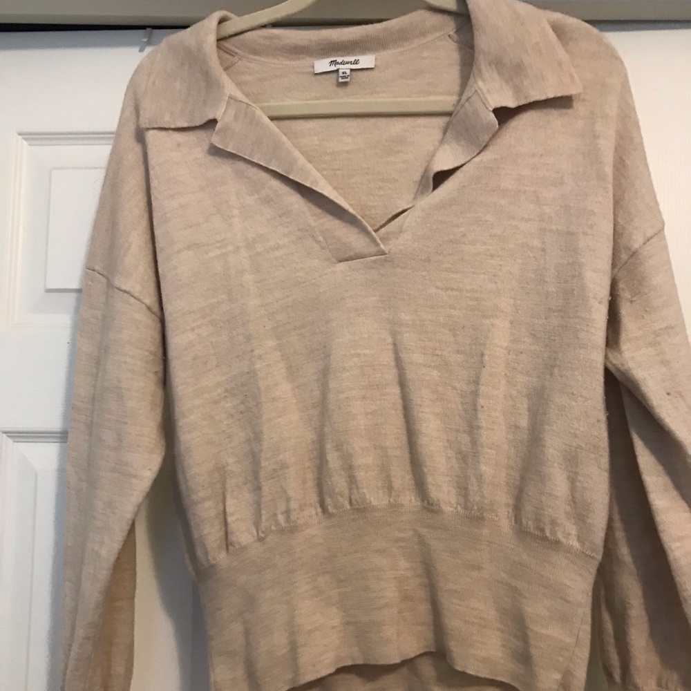 Madewell Polo Style Sweater 100% Merino Wool Sz XL